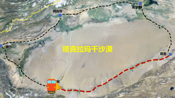 卫星新闻丨世界首条环沙漠铁路实现“闭环” 和若铁路唤醒“死亡之海”