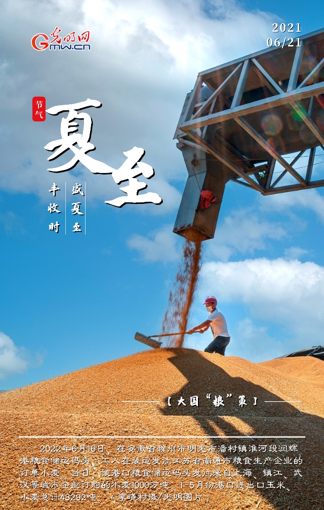 【大国“粮”策】创意海报丨盛夏至 丰收时：全国已收获小麦面积2.94亿亩