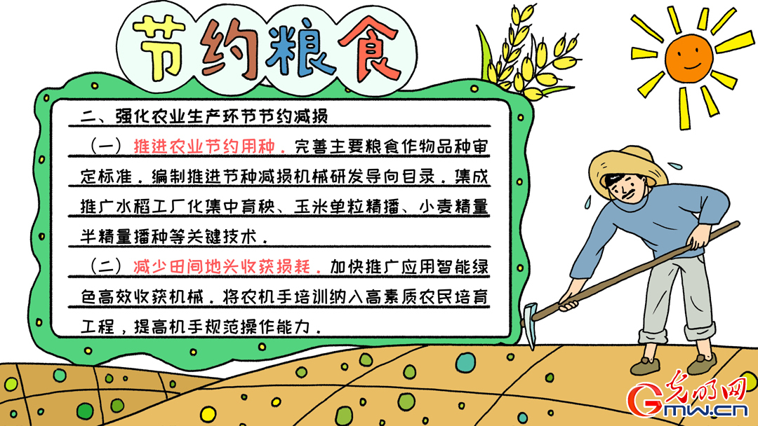 【手抄报】一组九宫格 带你详解《粮食节约行动方案》