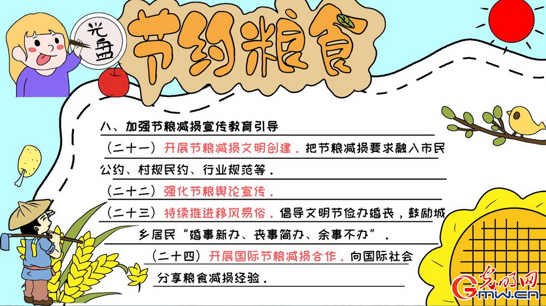 【手抄报】一组九宫格 带你详解《粮食节约行动方案》