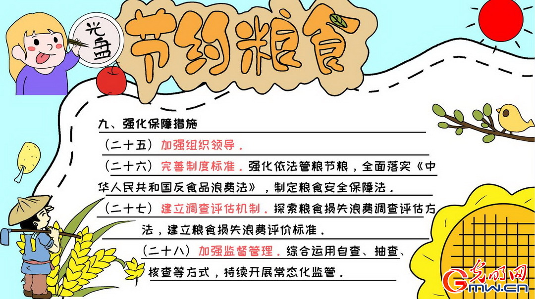 【手抄报】一组九宫格 带你详解《粮食节约行动方案》