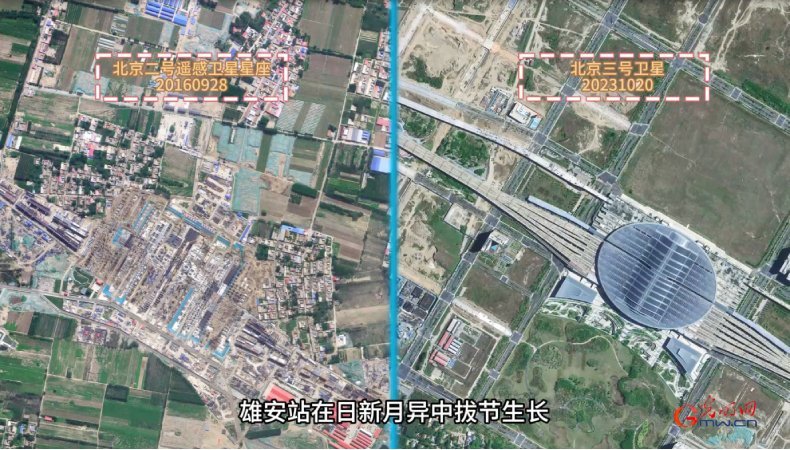 卫星眼中的京津冀②丨织密高铁网 雄安站跑出协同发展“加速度”