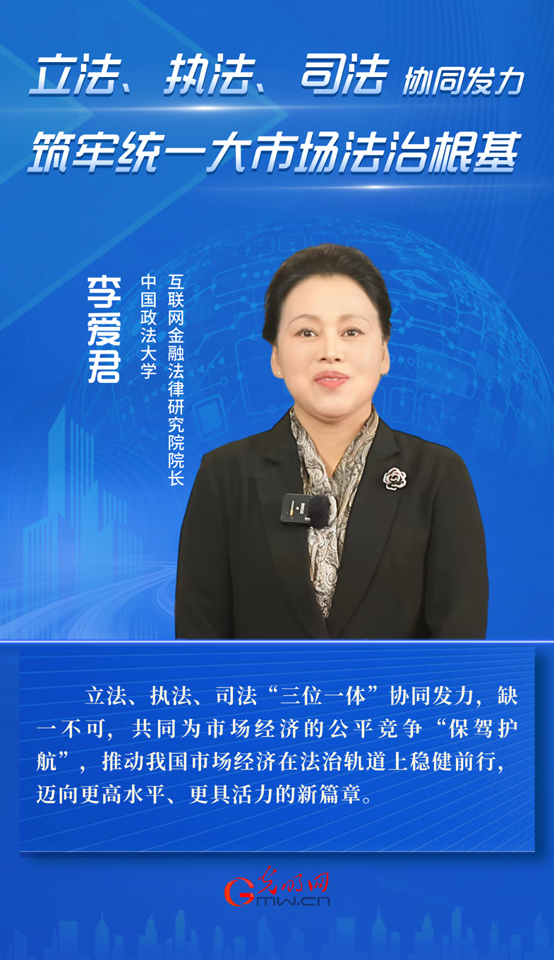 李爱君：立法、执法、司法协同发力 筑牢统一大市场法治根基